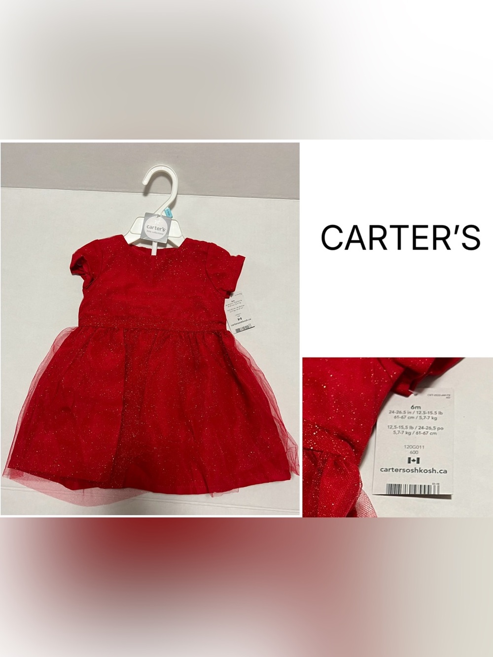 CARTER’S - 6M - NWT - INFANT GIRLS RED HOLIDAY DRESS
